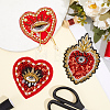 3Pcs 3 Styles Heart with Eye Polyester Sew on Patches DIY-GF0013-24-4