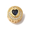 Flat Round with Heart Pattern Rack Plating Brass Micro Pave Cubic Zirconia European Beads KK-G511-01G-02-1