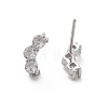 Brass Micro Pave Clear Cubic Zirconia Stud Earrings EJEW-R016-01P-4