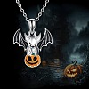 Halloween Alloy Enamel Bat with Pumpkin Pendant Necklaces WG6D1E5-01-1