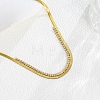 304 Stainless Steel Pave Square Clear Cubic Zirconia Flat Snake Chain Necklaces for Women WG60D5C-01-4