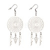 Tarnish Resistant 304 Stainless Steel Woven Net with Feather Dangle Earrings for Women EJEW-JE05005-2