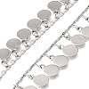 304 Stainless Steel Link Chains with Blank Disc Charms STAS-D391-02P-1