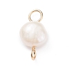 Natural Cultured Freshwater Pearl Connector Charms PALLOY-JF01394-03-3