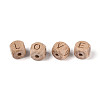 Engraved Beech Wood Beads WOOD-N022-08-3