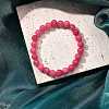 Natural Dyed & Heated  Chalcedony Imitation Rhodochrosite Beaded Stretch Bracelets for Women Men BJEW-F483-05-1-1