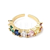 Colorful Cubic Zirconia Open Cuff Rings RJEW-G262-06G-2