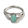 Oval Natural Amazonite Adjustable Rings RJEW-Q818-01P-01B-3