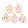 Light Gold Plated Alloy Enamel Pendants X-ENAM-R136-18B-1