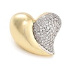 Heart Brass Micro Pave Clear Cubic Zirconia Open Cuff Ring for Women RJEW-C102-01G-2