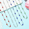 304 Stainless Steel Glass Flat Round Link Chain Necklaces with Shell Pearl for Women NJEW-JN06160-1