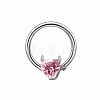 304 and 316 Surgical Stainless Steel Cubic Zirconia Evil Heart Nipple Rings WGE628F-03-1