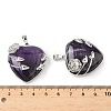 Natural Amethyst Heart Pendants G-S391-01P-L-3