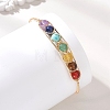 Chakra Natural & Synthetic Mixed Gemstone Round Beads Wire Wrapped Bangles for Women BJEW-TA00714-2