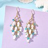304 Stainless Steel & Natural Freshwater Shell & Agate Cluster Chandelier Earrings for Women EJEW-JE07468-1