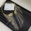 Alloy Crystal Rhinestone Tassel Cuff Choker Necklaces for Women WG96E53-02-2
