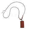 Wood Rectangle Pendant Black Waxed Cord Necklaces for Women WG2AEC3-01-5