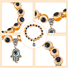 ANATTASOUL 7Pcs 7 Colors Evil Eye Resin Beaded Stretch Bracelets Set with Hamsa Hand Charms BJEW-AN0001-66-3