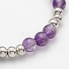 Natural Amethyst Beaded Elephant Charm Stretch Bracelets BJEW-JB01974-03-3