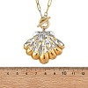 Two Tone 304 Stainless Steel Paperclip Chain Ocean Shell Shape Pendant Necklaces NJEW-JN06572-3