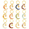 12Pcs Natural & Synthetic Gemstone Moon Keychains KEYC-YW00237-1