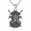 304 Stainless Steel Viking Pirate Double Crow Pendant Necklaces for Men FS-WG00F6C-01-1