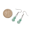 3 Pairs 3 Styles Natural Malaysia Jade & Green Aventurine & Tiger Eye Dangle Earrings EJEW-JE06131-3