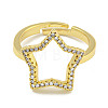 Star Rack Plating Brass Micro Pave Cubic Zirconia Adjustable Rings for Women RJEW-F162-13G-2