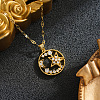 Brass Pave Clear Cubic Zirconia Ring with Star Moon Pendant 201 Stainless Steel Dapped Chain Necklaces for Women WG1E008-01-1