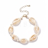 Natural Cowrie Shell Braided Beaded Bracelet for Women BJEW-JB08036-4