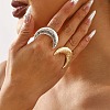 Textured Moon Alloy Open Cuff Rings RJEW-U006-03P-1