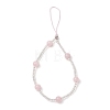 Natural Rose Quartz & Glass Seed Round Beaded Phone Hand Strap Chains HJEW-JM03363-03-2