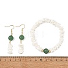 Natural Sea Shell Square Heishi Beads Dangle Earrings and Bracelets SJEW-JS01388-4