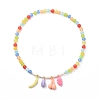 Acrylic Charm Necklace with Round Beaded Chains for Women NJEW-JN04165-2