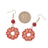 Flower Handmade Glass Seed Beads Dangle & Drop Earrings EJEW-MZ00679-02-4