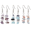 Natural Aquamarine & Pink Opal & White Jade & Sodalite & Amethyst & Purple Turquoise Dangle Earrings EJEW-JE06127-1