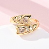 Brass Micro Pave Clear Cubic Zirconia Cuff Rings for Women RJEW-U047-19G-2