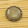 Antique Bronze Brass Cabochon Settings and Flat Round Transparent Clear Glass Cabochons KK-X0003-RS-2