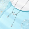 201 Stainless Steel Moon and Star Pendant Brass Cable Chain Necklaces NJEW-JN05787-1