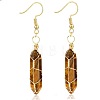 Tiger Quartz Hexagon Handmade Copper Wire Wrapped Earrings Natural Stone Column Earrings ND6138-5-1