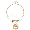 304 Stainless Steel Sun and Round Natural Crazy Agate Pendant Double Layer for Women NJEW-K252-13G-4