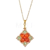 Glass Beaded Rhombus Pendant Necklaces NJEW-MZ00072-03-2