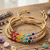 3Pcs Adjustable Chakra Natural & Synthetic Mixed Stone Round Bead Braided Bracelet Sets ZZ4943-7-3