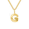 Personalized Stainless Steel Textured Alphabet Initial Pendant Necklaces for Women Men RF0956-7-1