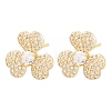 Brass Micro Pave Cubic Zirconia Stud Earrings EJEW-G471-51G-4