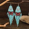 Bohemian Style Moon with Butterfly Glass Bead Handmade Dangle Earrings FV9347-1-1