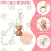 ABS Plastic Imitation Pearl & Plastic Bear Keychains KEYC-YW00296-5