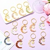 12Pcs Natural & Synthetic Gemstone Moon Keychains KEYC-YW00237-4