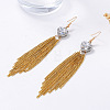 Alloy Pave Clear Cubic Zirconia Tassel Dangle Earrings for Women WG395D2-01-3