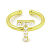 Rack Plating Brass Open Cuff Rings for Women RJEW-F162-01G-T-2